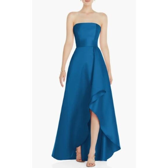 Alfred Sung Strapless Satin Gown D832 in Classic Blue - Size 6 - Picture 1 of 1